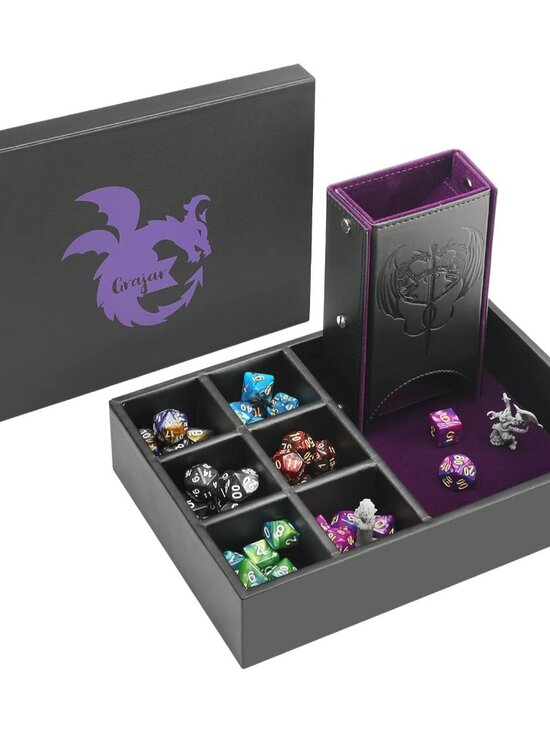 Other - DND Dice Tray and Dice Tower with Storage, 3 in 1 Dice Rolling Tray with Lid, Po